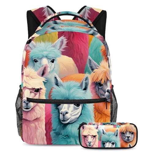 Sac à dos polyvalent grand format 2 pièces au motif alpaga artistique
