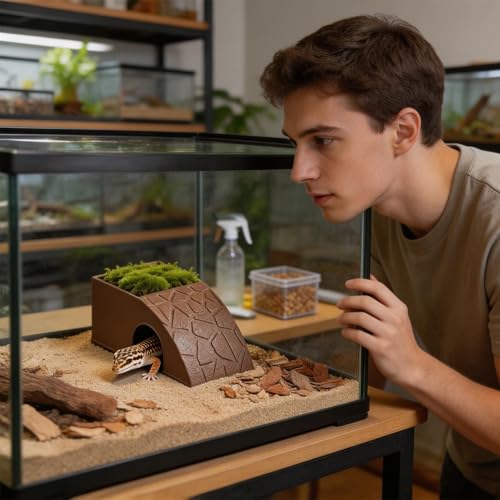 Multifunktionaler Tiernapf, dekoratives Futter- Wassernapf- Zubehör- Set, Futternäpfe mit Funktion, stabile Lebensraumschale, weiche Oberfläche, Enclosure Bowl mit Felsen- Stil, Haustier- Fu-4