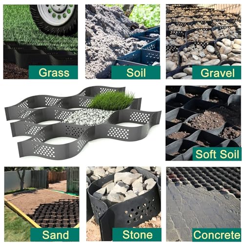 RTOWERM 2 inch Geocell Ground Grid, HDPE Geo Grid Ground Gravel Grid, Geogrid Driveway, Permeable Paver System Ground Stabilization Grid Geocell Permeable Pavers for Landscaping Parking Lots (Color : - Thumbnail 6
