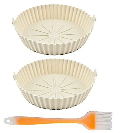 Oicia 2pcs Air Fryer Silicone Pot Round Non Stick Silicone Liners Reusable Basket Kitchen Air Fryers Oven