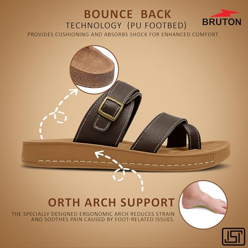 Image of BRUTON Stylish Men's Sandals | Comfortable, Lightweight & Anti-Skid | PU Material Casual Footwear for Office & Daily Use