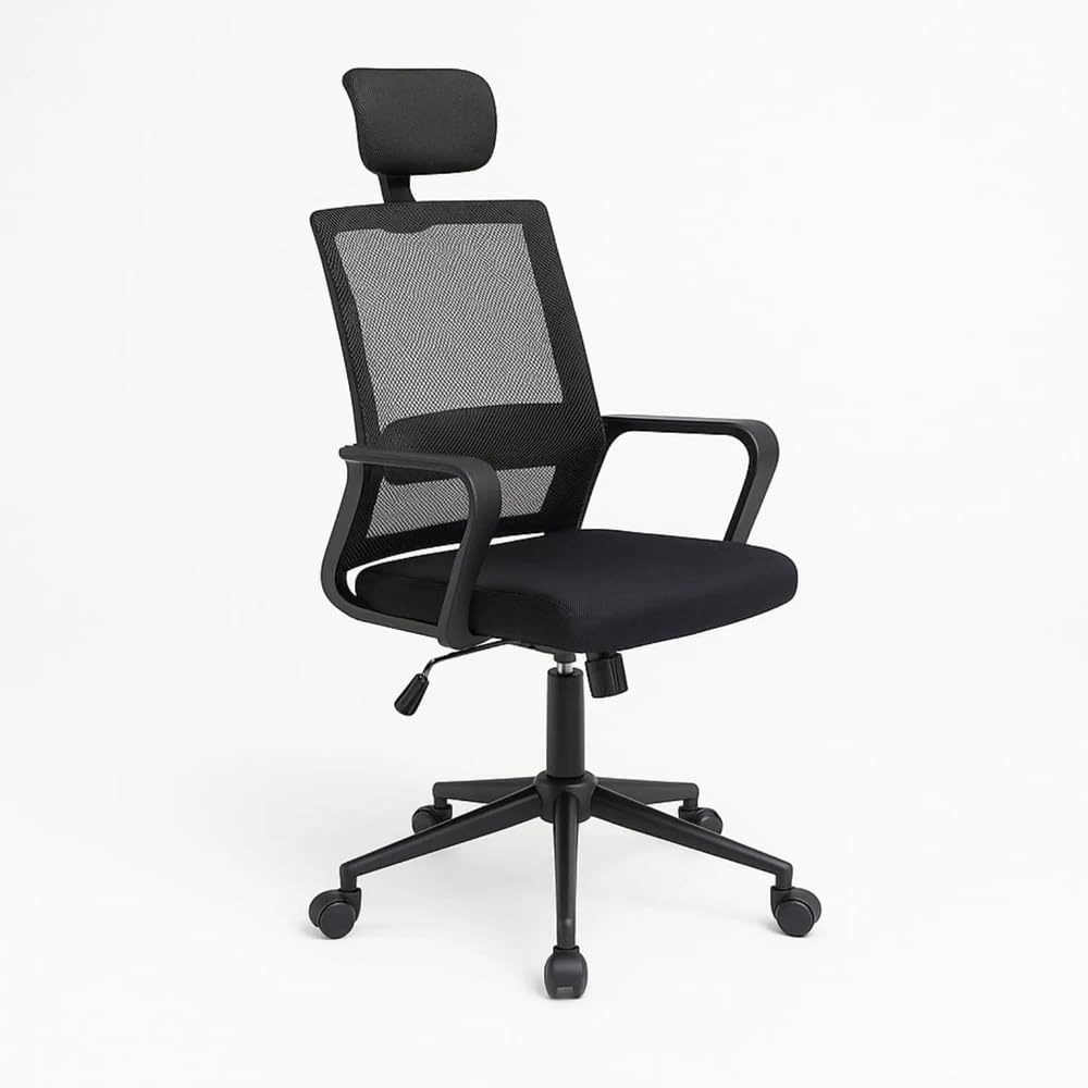 Mediawave Store – Sedia Ufficio Ergonomica ATLANTA con Poggiatesta Regolabile e Ruote Girevoli a 360 Gradi, Seduta Traspirante per Casa, Studio e Lavoro al Computer