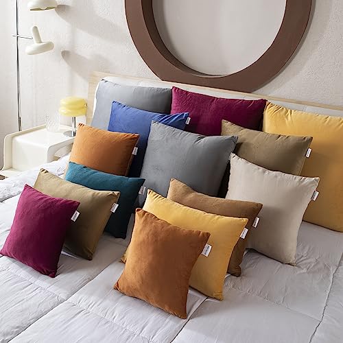 Image of HOKIPO Velvet Cushion Cover 16x16 in / 40x40 cm, Dark Chocolate, Pack of 2 (IN-579-DCHOC-16IN*2)