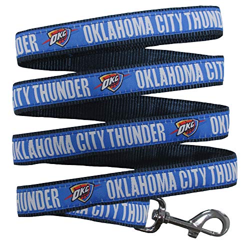NBA Oklahoma City Thunder Dog Leash, Size Small. Heavy-Duty Metal Swivel Buckle Pet Leash