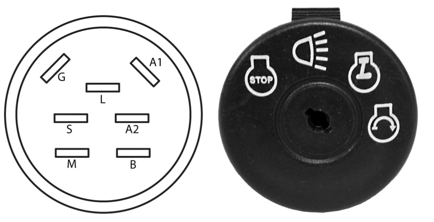 cyclingcolors contacteur à clé, démarrage, allumage, Tondeuse, Tracteur, motoculture, Compatible avec MTD Gutbrod Husqvarna 532 17 55-66, 725-1741, 94762
