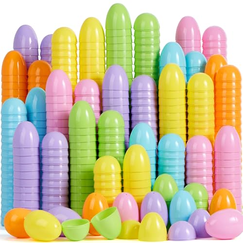 JOYIN Uova di Pasqua pastello da 8 cm, 25 uova di plastica grandi, gusci d'uovo riempibili colorati vuoti per caccia di Pasqua, bomboniere, riempitivi per cestini, forniture per premi in classe