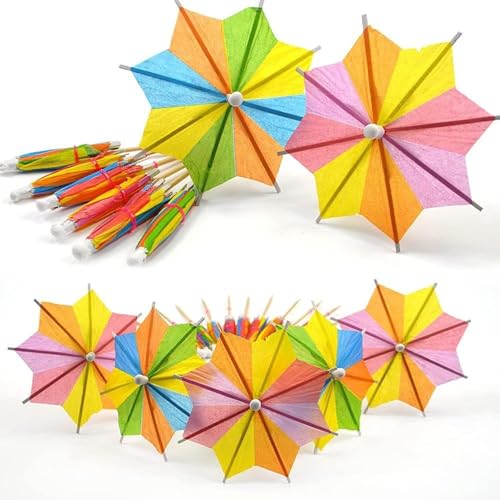Kisstta Lot de 50 accessoires de décoration de cocktail, accessoires de cocktail, accessoires de fête, parapluies de cocktail, parapluies octogonaux pour décorer les boissons de fête