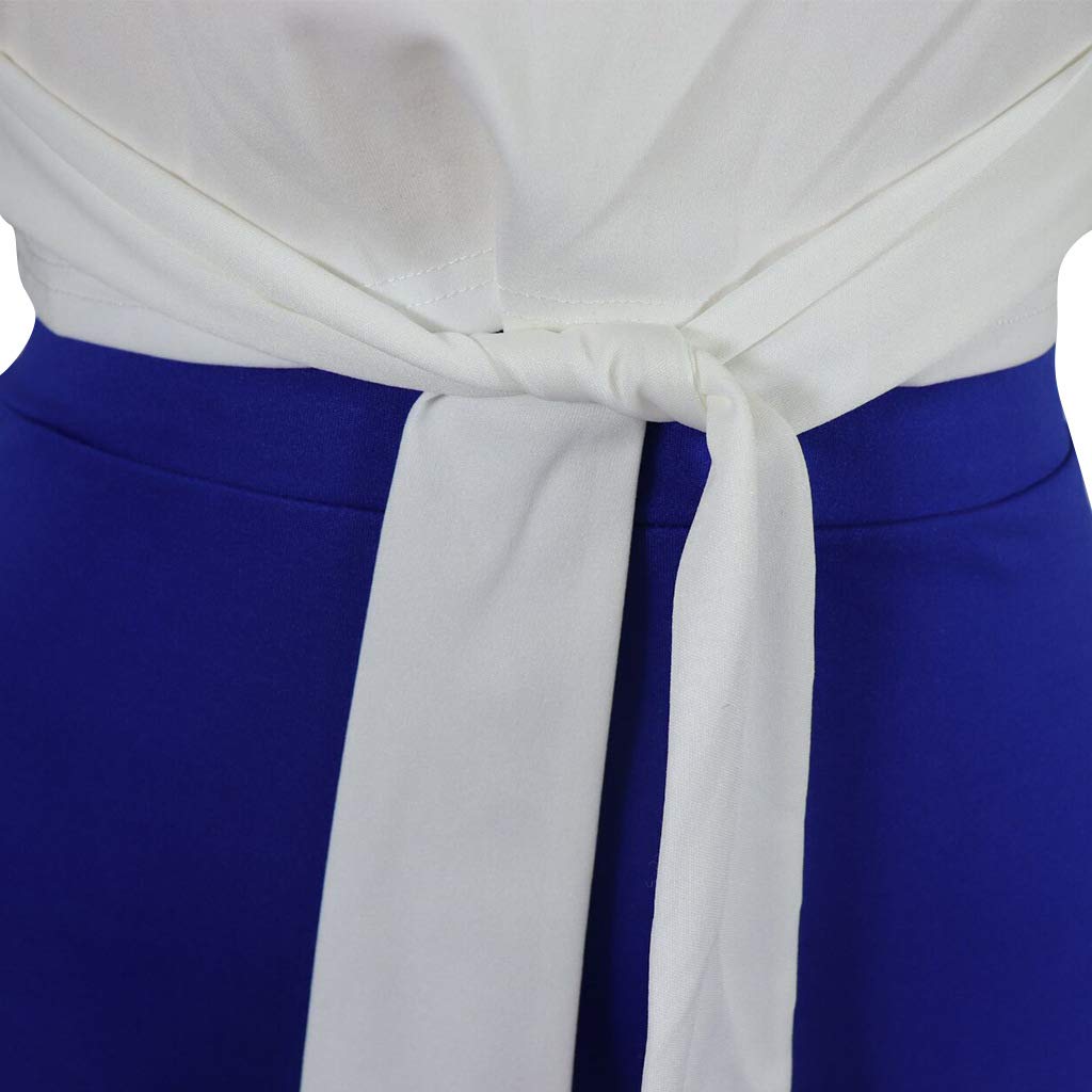 Strój do joggingu moda damska lato dwuczęściowe krótkie ubrania rękawy topy dekolt nadruk okrągły + spodnie do węzła na co dzień wyjątkowy, NIEBIESKI, M