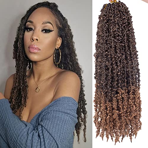 Zrq 2 Packs Ombre Butterfly Locs Crochet Hair 18 Inch Messy Distressed Faux Locs, Handmade Pre-Looped Soft Locs Crochet Locs For Black Women T27# #TOP7