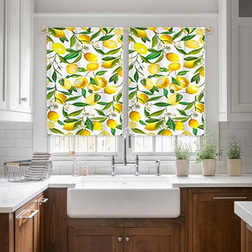 Cortinas de limón de 2 paneles con ajuste de bolsillo de instalación rápida 6