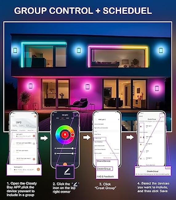 CLOUDY BAY LED Wall Sconce 15W 2700K-6500K