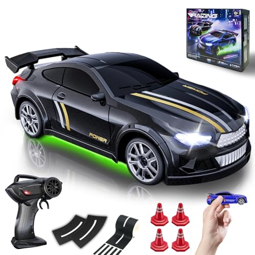 Mini RC Drift Car 1:64 Scale, Remote Control Car with LED Lights & 2-Speed Modes, 2.4GHz Stunt...
