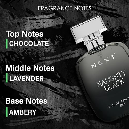 Image of Next Care Naughty Black Eau de Parfum for Men & Women - 60 ml | Long Lasting Sensual Dark Fragrance | Party Perfume with Bold Spicy & Woody Notes | Travel Friendly Body Spray