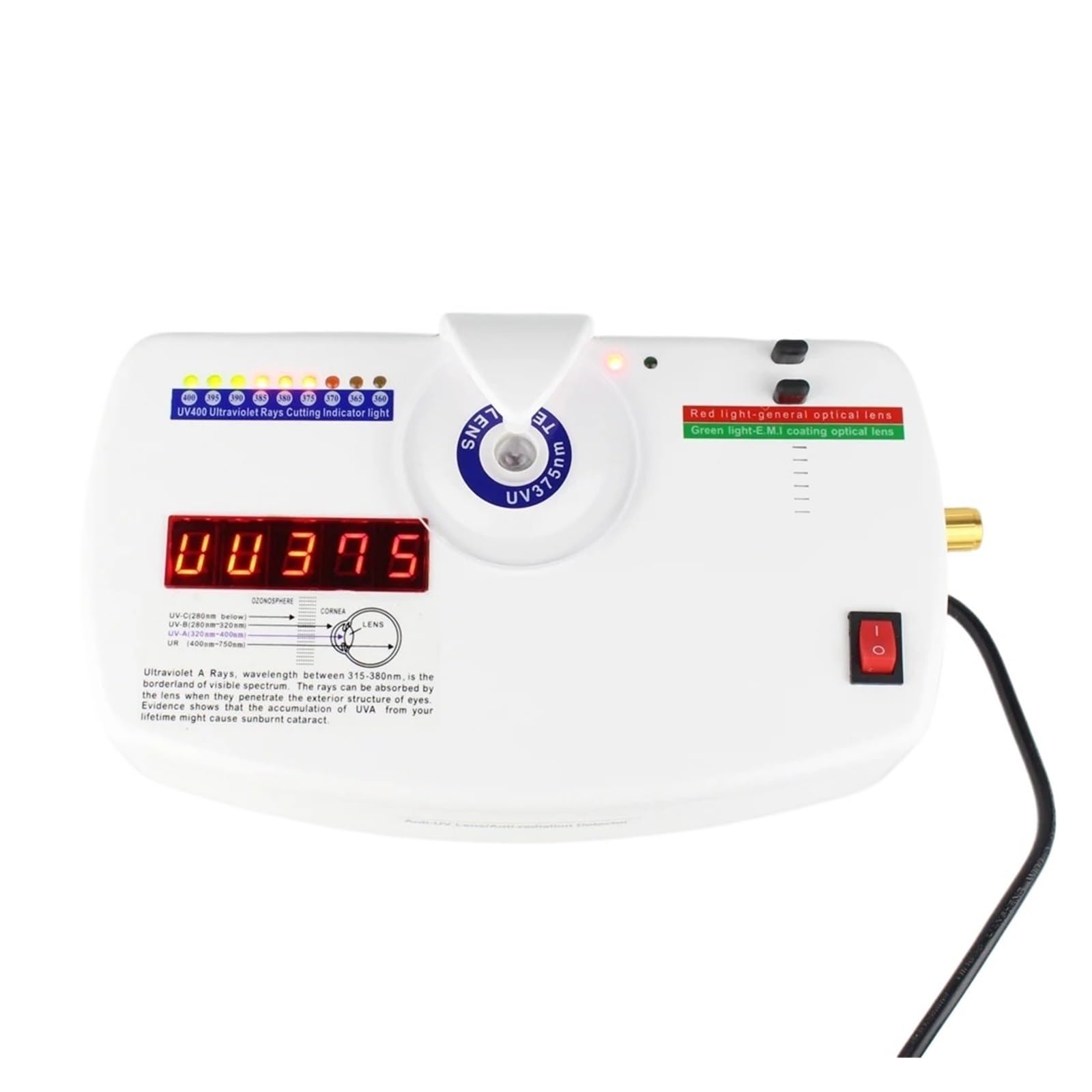 Probador UVB, Probador de lentes FUV1 UV400, máquina de prueba antirradiación, detector de gafas antiultravioleta