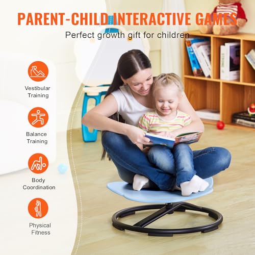 Image of VEVOR Elephant Kids Swivel Chair, 220 LBS Capacity, 360 Spinning Chair, Autistic Kids Sensory Toy Chair with Non-Slip Metal Base, Toddler Sit and Spin for Coordination Balance Focus Blue