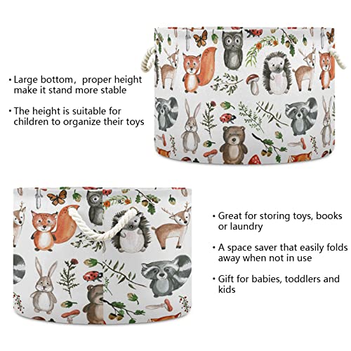 Image of senya Storage Bin Basket Large Foldable Clothes Bag Round Collapsible Fabric Laundry Hamper Folding Washing Bin Woodland