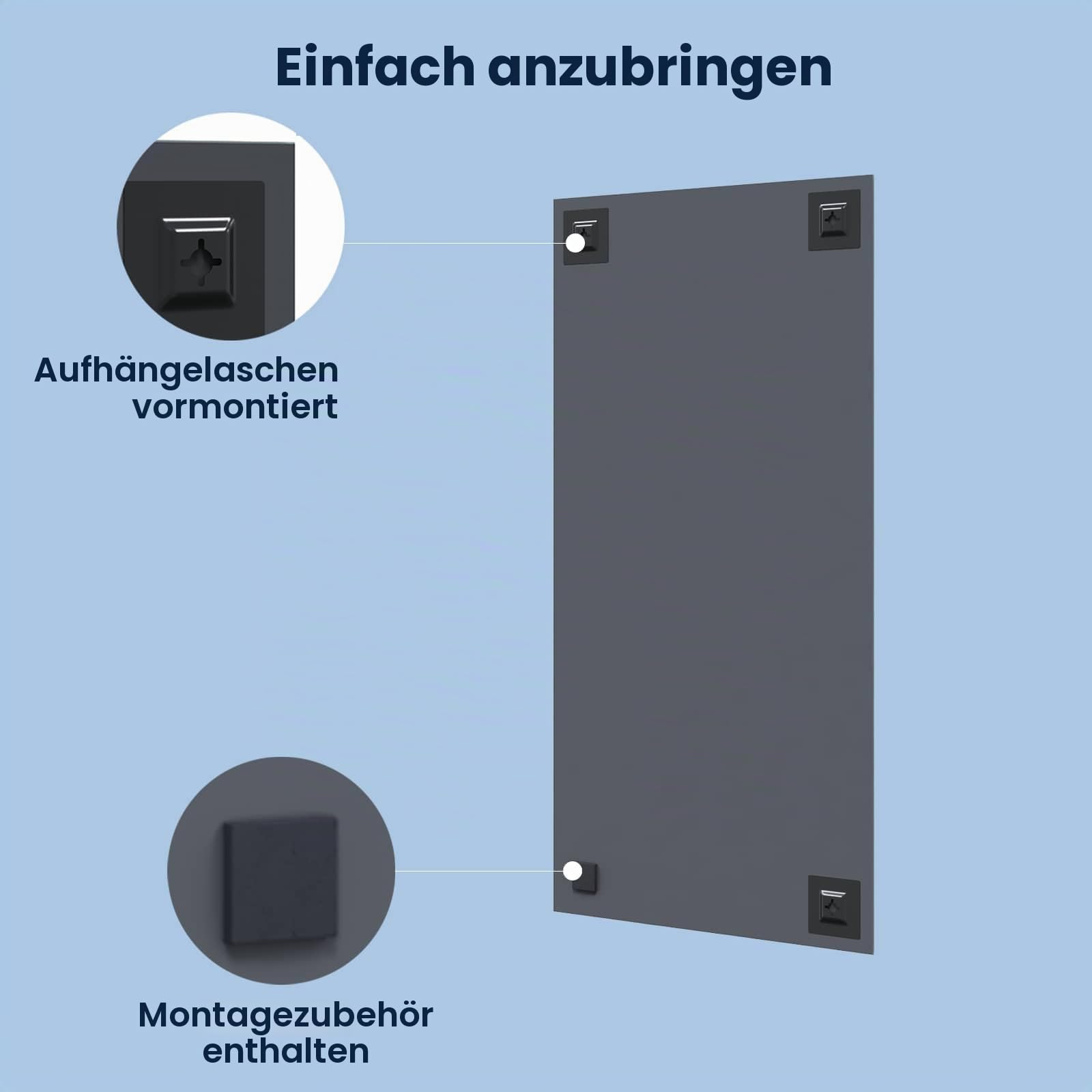 vidaXL Wandspiegel Rechtwinklig 100 x 60 cm Gehärtetes Glas, Moderner Badezimmerspiegel, eleganter Wandschmuck, rahmenloses, minimalistisches, reflektierendes Glas