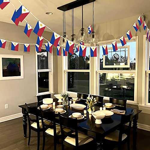 Image of Anley Philippines String Flag Pennant Flags, Patriotic Events 12th of June Independence Day Decoration Sports Bars - 33 Feet 38 Flags