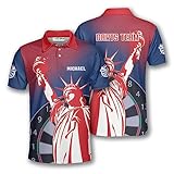 Darts Statue of Liberty Custom Polo Shirts for Men, Mens Polo Shirts for Gifts, Short Sleeve Men's Shirt Multicolor