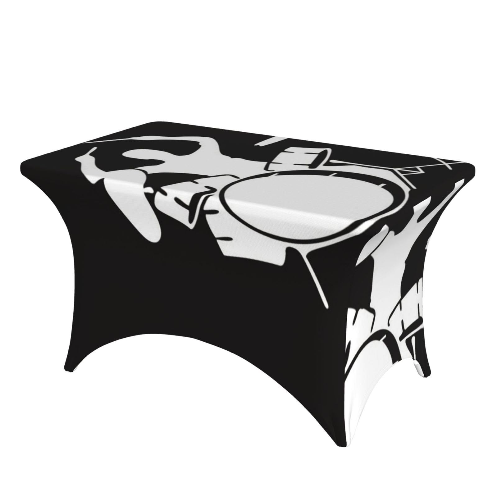 Dcehgew Drummer 4Ft Spandex Rectangular Table Cloth, Printed Fitted Elastic Tablecloths Washable Table Cover For Event, Wedding, Banquet & Party