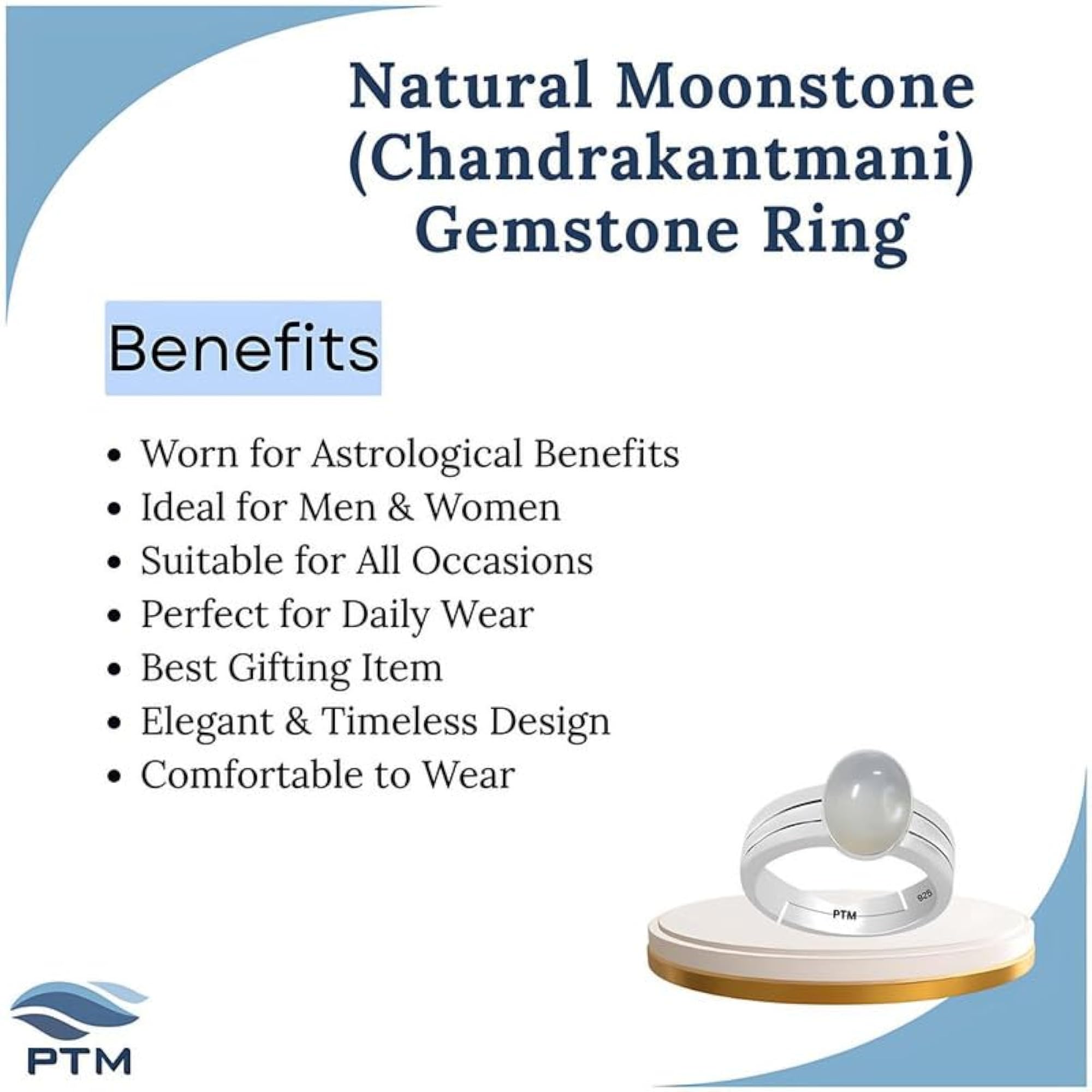 Women's Moonstone 10.25 Ratti 925 Sterling Silver Adjustable Ring