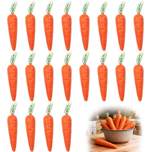 Eowppue Zanahorias Decorativas de Espuma 20 Unidades Mini 7x1,5 cm Color Naranja para Tarta Pascua Cocina hogar fotografía y Manualidades