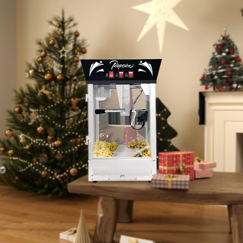 LZ LEISURE ZONE12 Ounce Popcorn Maker, Kettle Stainless Steel Popcorn Machine, Popcorn Popper with Tempered Glass and Warming Deck, Black