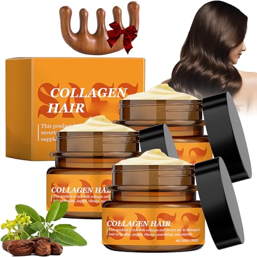 Colágeno Capilar Para Cabello Seco Y Dañado, Tratamiento Capilar Con Colágeno, Acondicionamiento Profundo De Salón, Fórmula Segura Y Nutritiva Para Todo Tipo De Cabello (3 unidades)