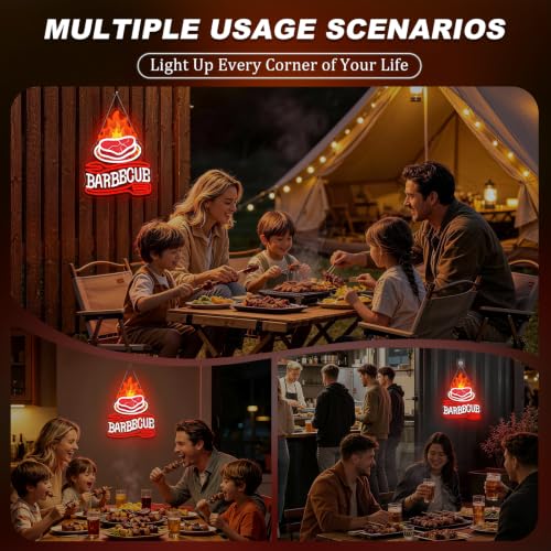 Image of BBQ Neon Sign Barbecue LED Wall Decor Neon Light for Bar & Grill
