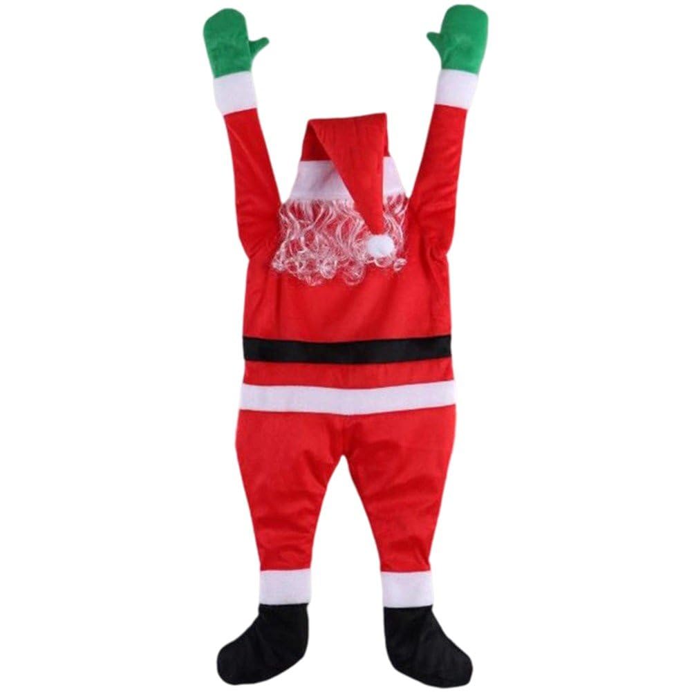 Luxylei Hanging Climbing Santa Claus Costume, Pastoralist Christmas Outdoor Decorations, Flexible Realistic Christmas Santa for Front Door Fireplace Yard for Home