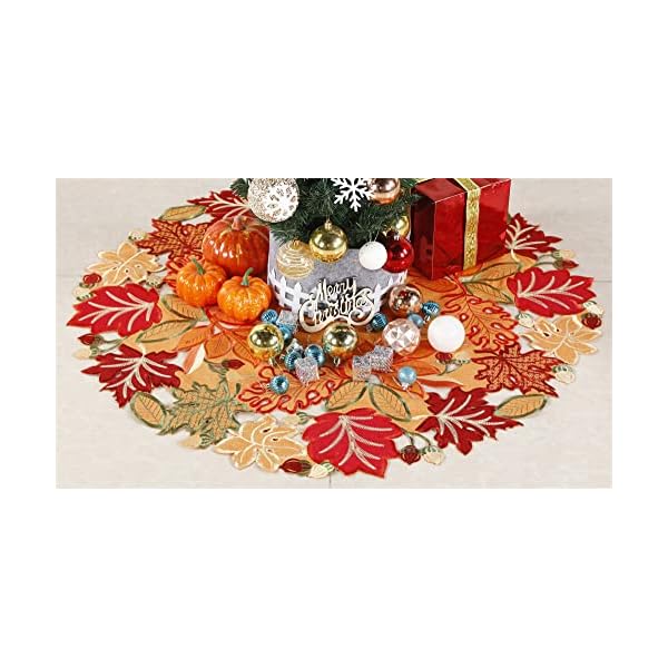   GRANDDECO-Thanksgiving-Christmas-Tree-Skirt-36-Inch-Orange-Maple-Leaves-Harvest-Autumn-Holiday-Party-Dinner-Seasonal-Decoration-A-Fall-and-Thanksgiving-Tree-Skirt-36