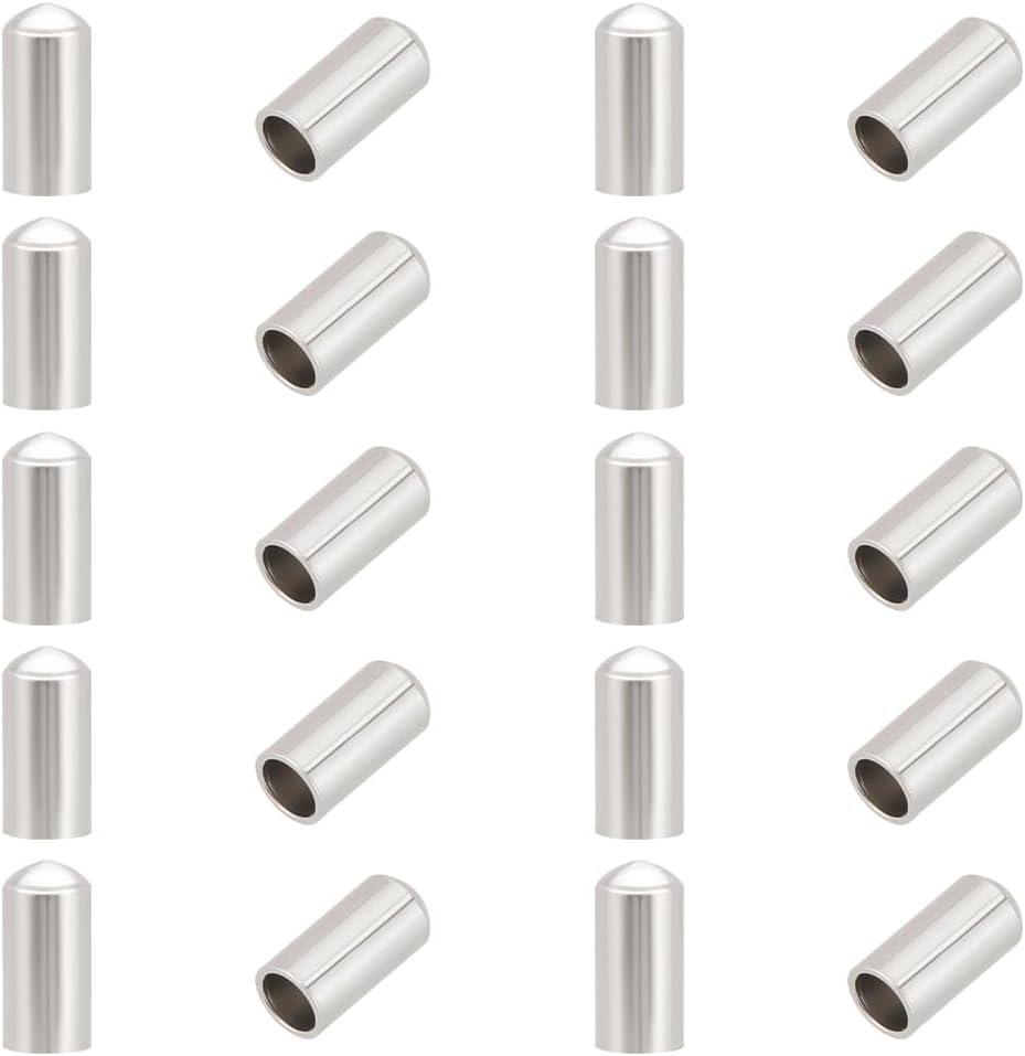 UNICRAFTALE 20Pcs Stainless Steel Column End Caps 3mm Small Hole Leather Cord Ends Leather Cord Terminators for Jewelry Making