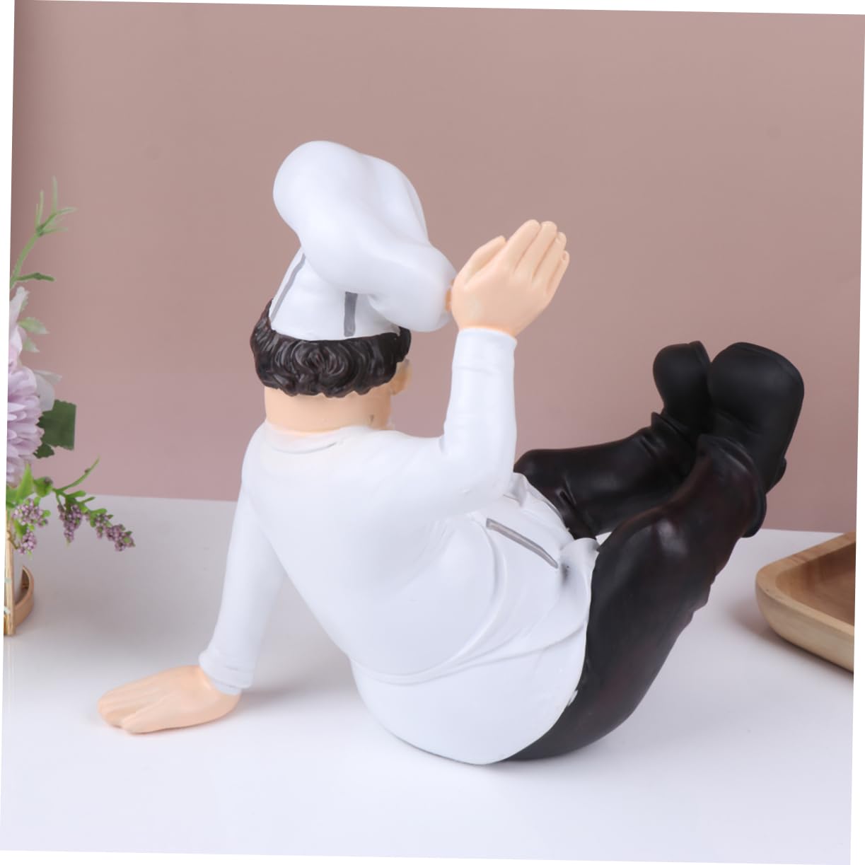 Zerodeko Statuetta Chef in Resina Decorazione da Cucina Stabile Ornamento da Tavolo per Casa Bistrot Ristorante Regalo per Chi Ama Cucinare