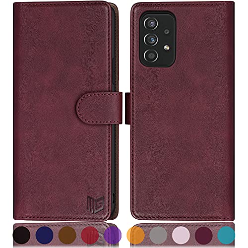 Housse Samsung A52 5G vin rouge - Étui portefeuille en cuir idéal pour vos déplacements quotidiens