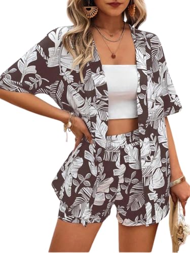 Image of GRECIILOOKS Co-ord Set for Women Stylish | Women Co-Ord Pajama Set | Stylish Night Dress & Beach Outfit | 2 Piece Printed Shirt & Shorts Loungewear | Comfortable Pajama Sets for Womens