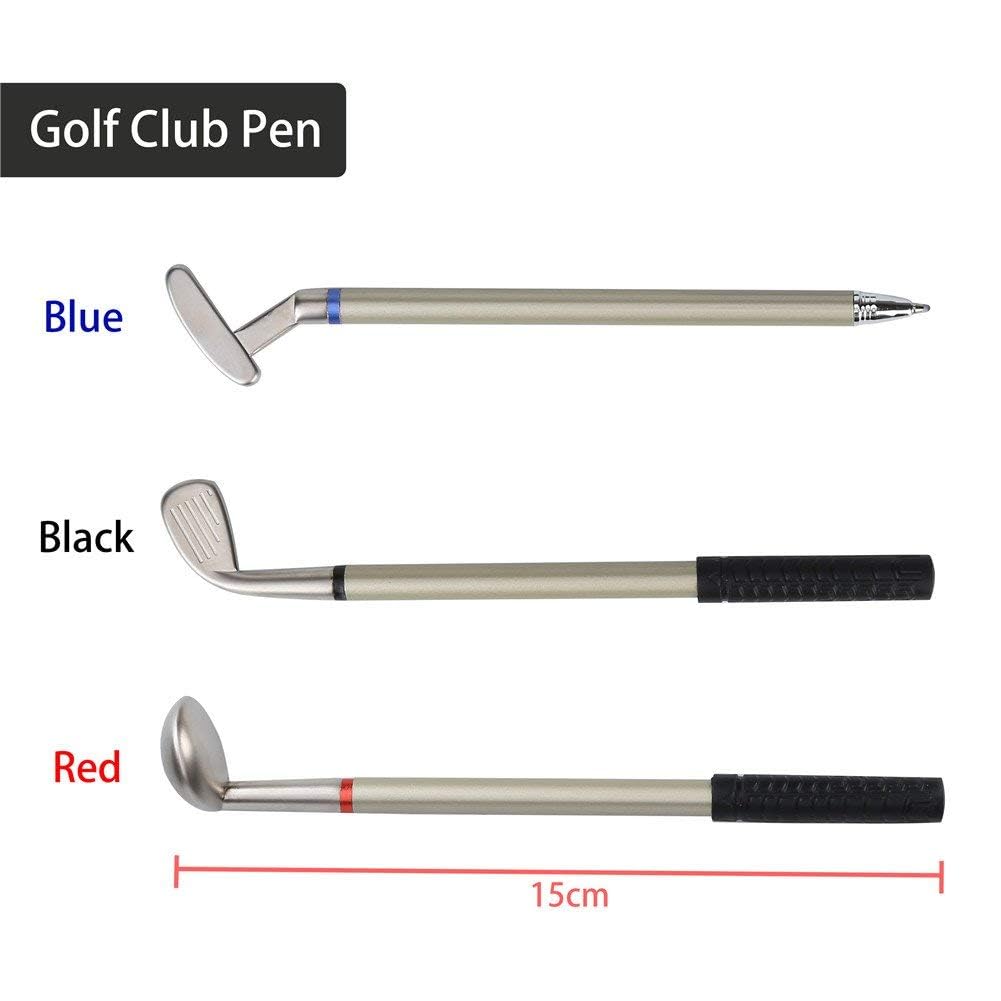 10L0L Golf Pen Holder with 3 Pieces Golf Club Pens Set Unique Golf Desk Decor Gifts Souvenirs for Men - Silver + Black - Image 3