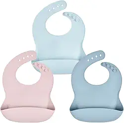 Kind Love Babador de Silicone Infantil com Bolso Coletor, Ajustável, Impermeável, Livre de BPA