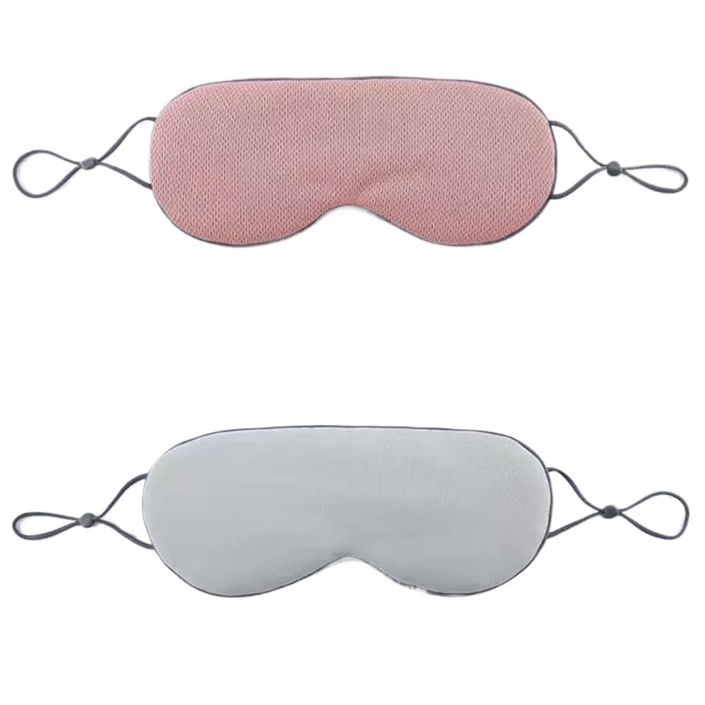 Antifaz para dormir cálido y frío, de doble uso, de seda suave, opaca, con correa elástica ajustable, pantalla de viaje (rosa-azul, 2 unidades)