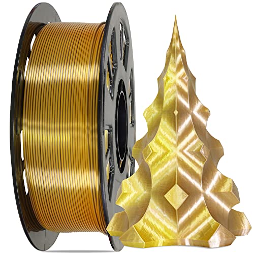 Image of MIKA3D Bicolor Double Colors Silk Metallic Gold Coffee PLA Coextrusion Filament, 1.75mm 2 Colors in 1 Printing Multi Colored Silk PLA, Widely Fit for 3D Printer, 2.2lbs /1kg Dual Color Material