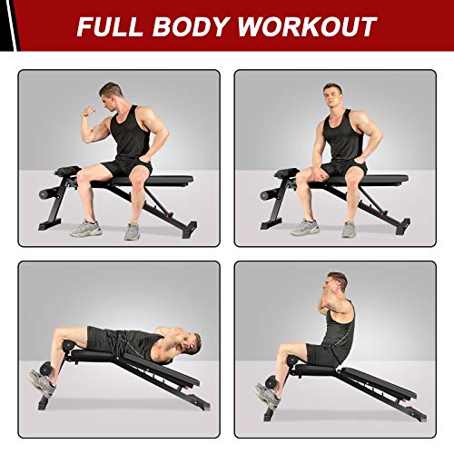 PITHAGE Weight Bench for Home Gym Adjustable Strength Training Bench for Full Body Multi-function Workout Bench with 6 Position Body-building apparatus