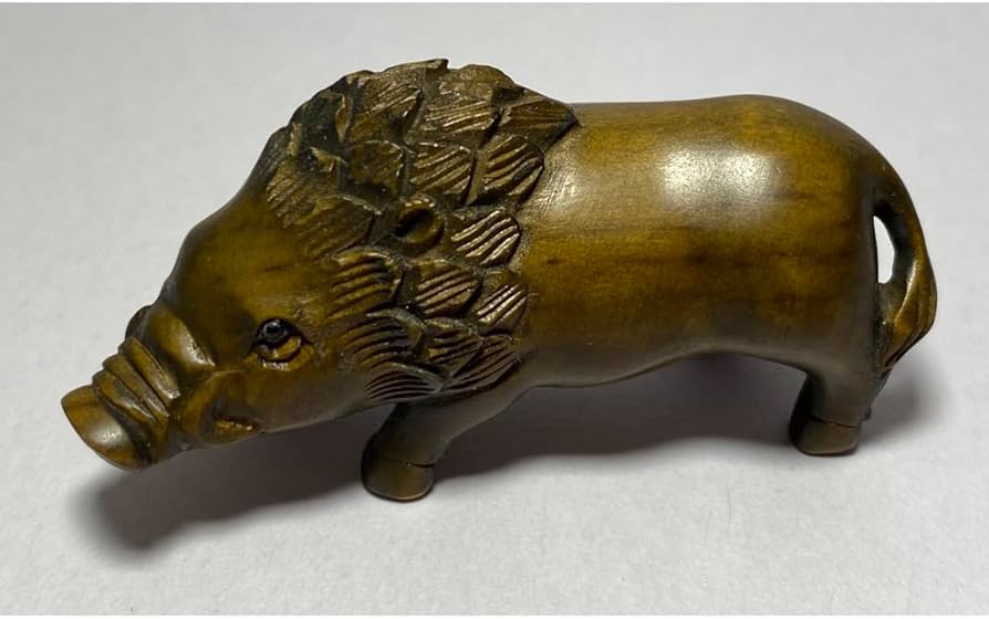 柘植　 置物　　イノシシ親子　黄楊繊細彫刻　木製 柘植 置物 イノシシ親子 黄楊繊細彫刻 木製 柘植 置物 イノシシ親子