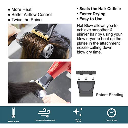 Turbo Power Twin Turbo 3900 Advanced Ionic & Ceramic Eco Friendly Gold Hair Dryer + M Hair Designs Hot Blow Attachment (Bundle) – Fast-Drying, Frizz-Control, Professional Hair Styling - Thumbnail 6