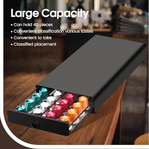 Porte capsules de café support machine tiroir de rangement 40 dosettes