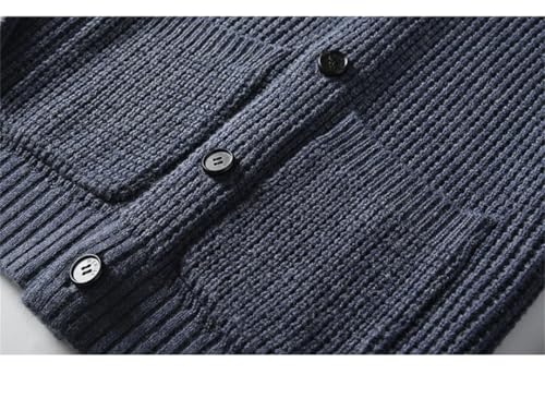 Men's Shawl Collar Cardigan Sweater Slim Fit Cable Knit Button Up Merino Wool Sweater3