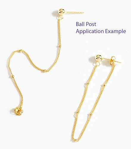 Miniatura 7 de Adabele SS19-3.5 - 5 pares de aretes de plata de ley chapados en oro real, bola de 0.138 in con lazo abierto, orejera trasera, embragues de seguridad