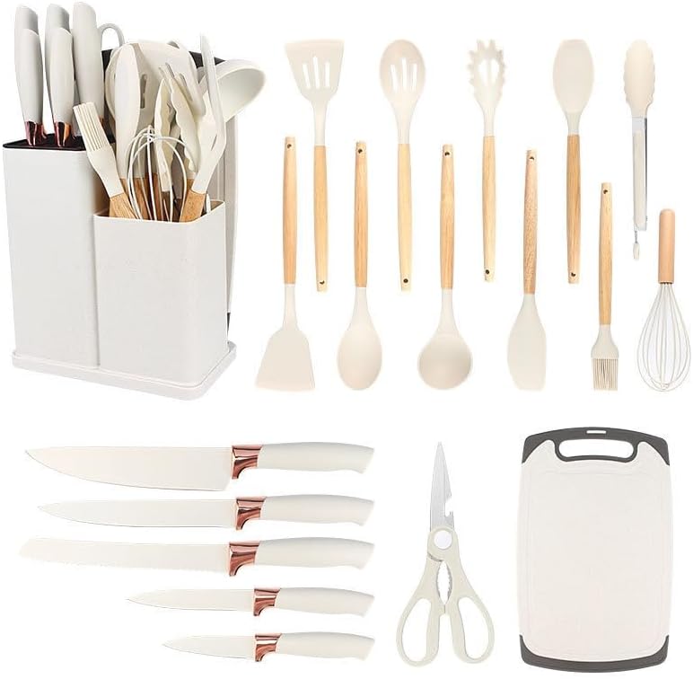 Colorful Kitchen Silicone Utensils Set with Knife & Chopping Board