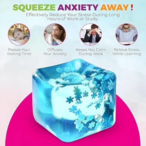 Image of Stress Ball Squishy | Nido Squishy | Slow-Rise Squishy Ice Cube Fidget Toy - Needoh, Blue, 4.5cm, Stress Relief Sensory Ball