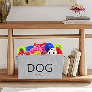 Linen-Cotton-Blend-Dog-Storage-bin-Dog-Toy-Basket-Storage-Bins-for-Dog-Toys-Perfect-for-Organizing-Pet-Toys-Blankets-Leashes-and-Food-Bamboo-Gray - Cucciolini Doodles Linen-Cotton-Blend-Dog-Storage-bin-Dog-Toy-Basket-Storage-Bins-for-Dog-Toys-Perfect-for-Organizing-Pet-Toys-Blankets-Leashes-and-Food-Bamboo-Gray