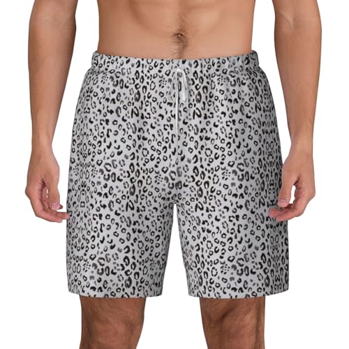 Maillot de bain léopard homme blanc short de plage ajustable avec poches XL