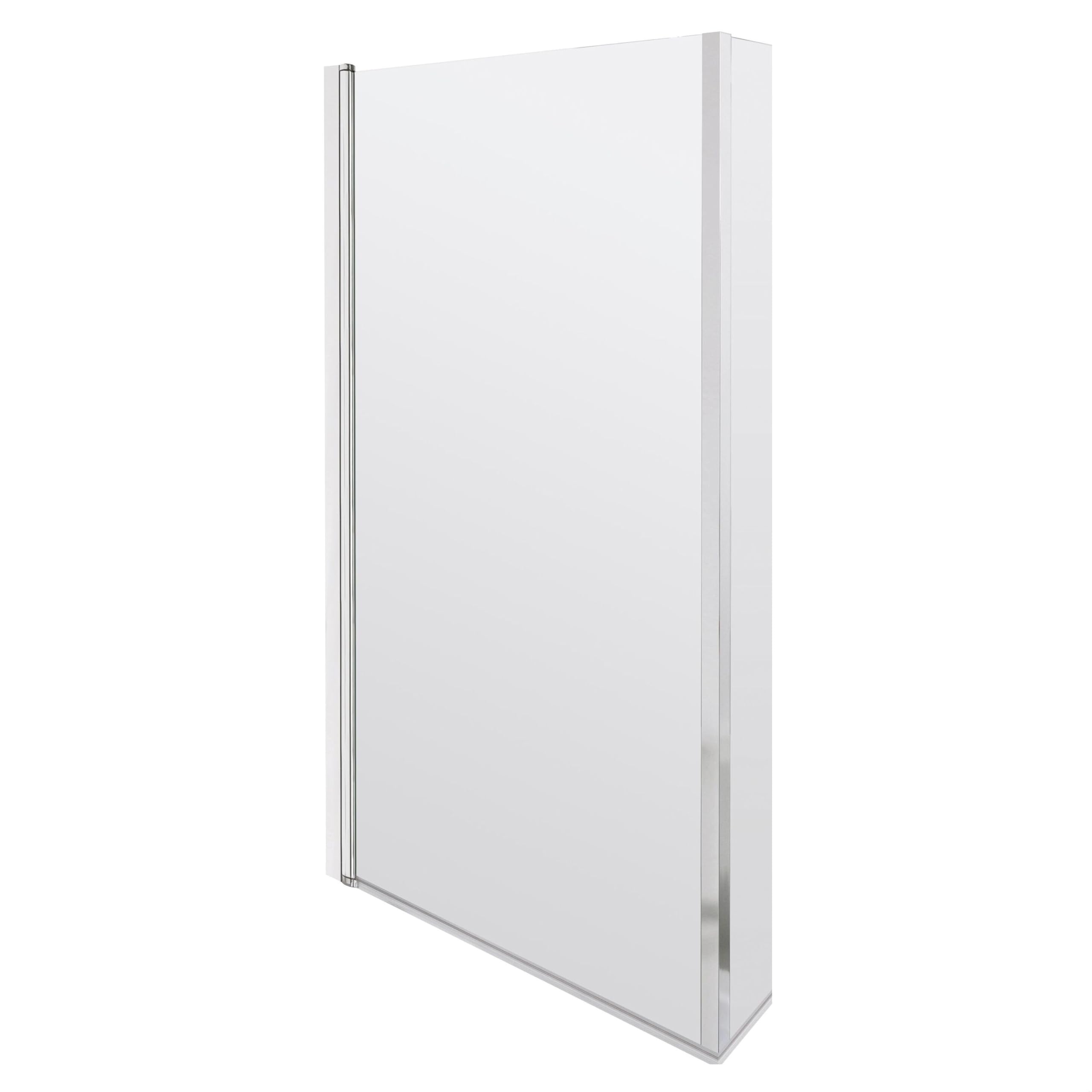 Balterley Silver 795 X 1490Mm L-Shaped Bath Shower Screen, Shower Screens For Baths With Fixed Return Panel, 6Mm Chrome Toughened Safety Bath Door Screen, 180° Pivot Reversible Door Screens (Chrome)